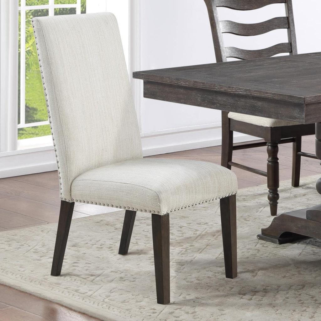 Upholstered Dining Side Chair Set of 2, Charcoal Finish B44196