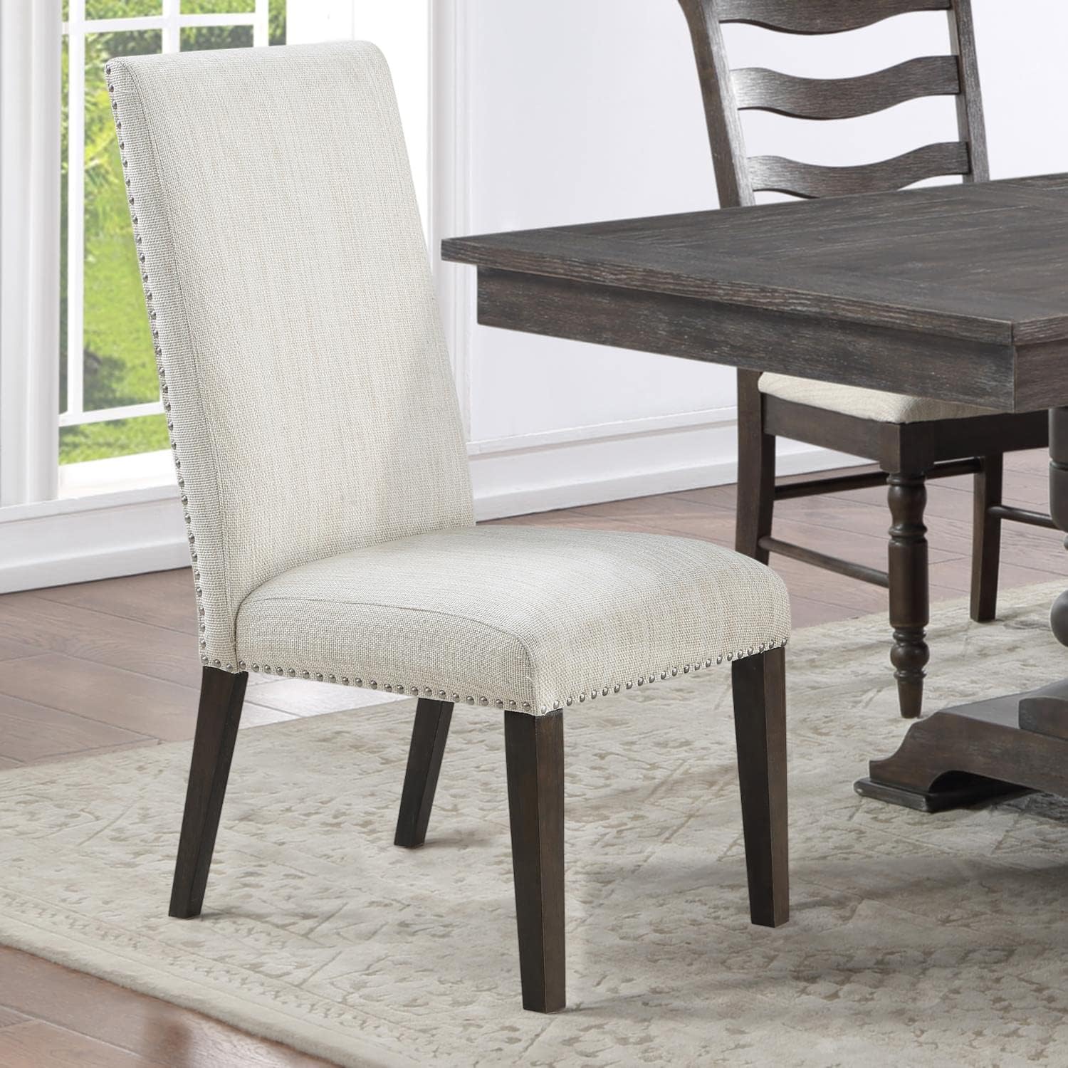 Upholstered Dining Side Chair Set of 2, Charcoal Finish B44196