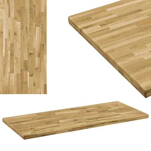 Table Top Solid Oak Wood Rectangular 1.7" 55.1"x23.6",Rustic Wooden Table Top for Dining or Coffee Table, Solid Oak Wood, Lacquered and Sanded, Naturally-derived Wood Color (55.1" x 23.6" x 7")