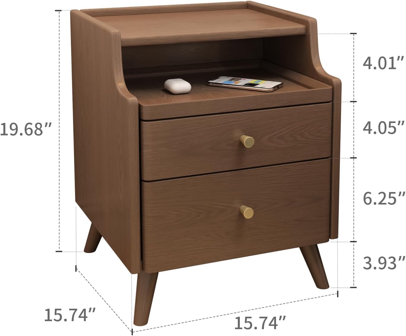 Walnut Nightstand with Drawer E854