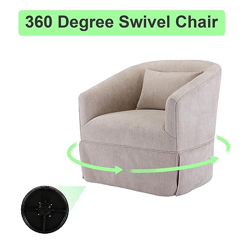 Swivel Accent Armchair Set of 2, Upholstered 360 Degree Barrel Chair with Skirt and Pillow D51973