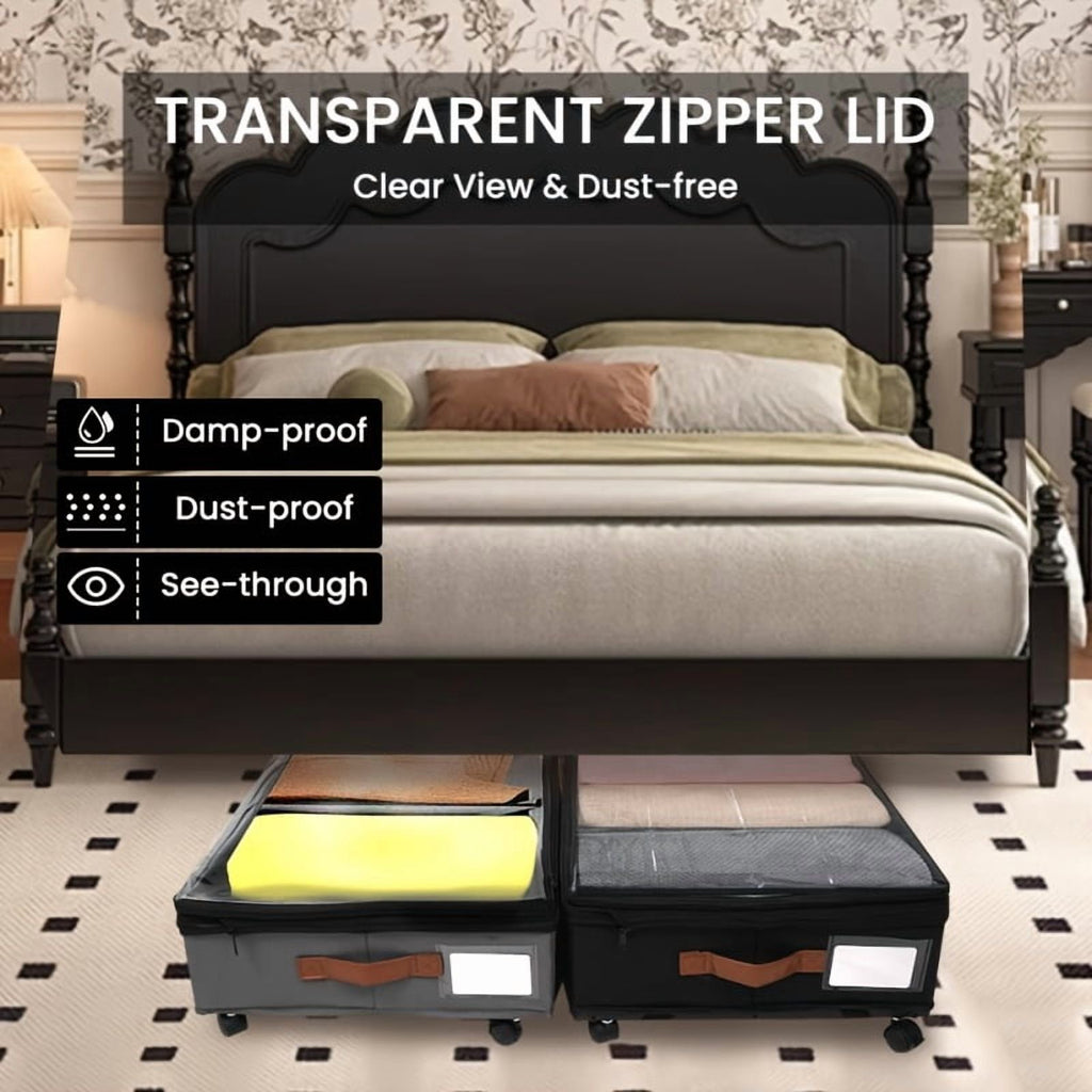 Under-Bed Storage Bins with Wheels and Clear Window Z7561