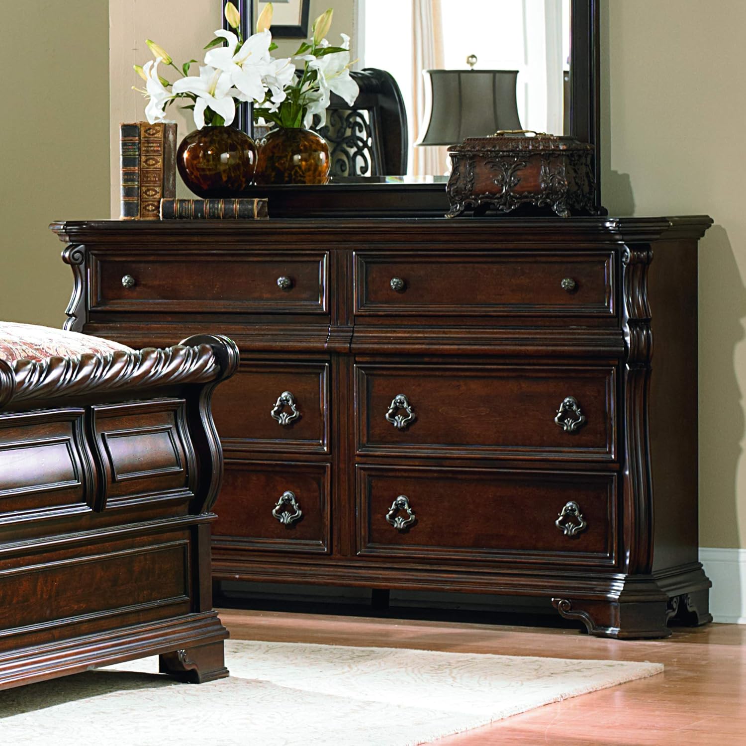 8 Drawer Double Dresser, Brownstone Finish C388