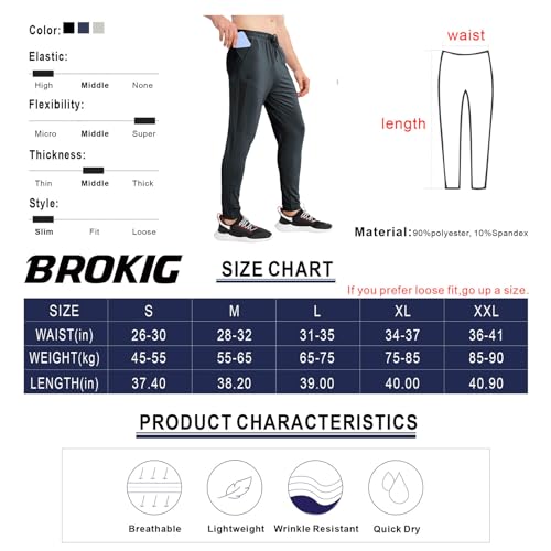Men's Tapered Gym Joggers Lightweight Quick Dry with Pockets E107902