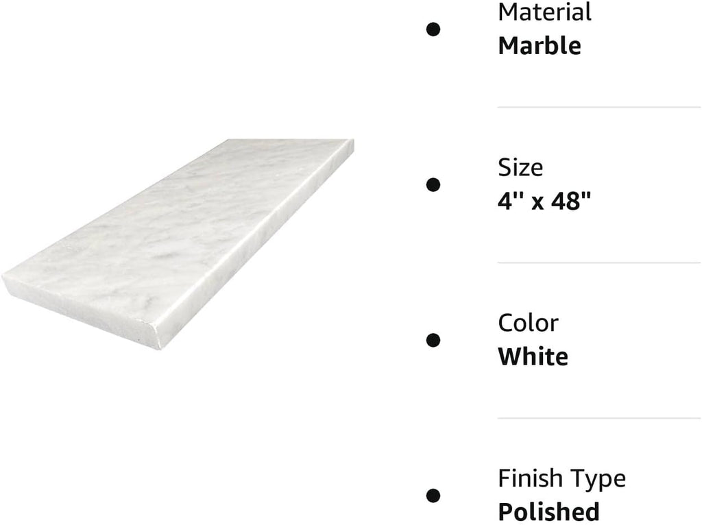 Carrara Marble Floor Threshold Polished 4 x 48 Inch J377305