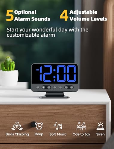 Large Digital Alarm Clock for Bedroom with Brightness Dimmer and Night Light I637246