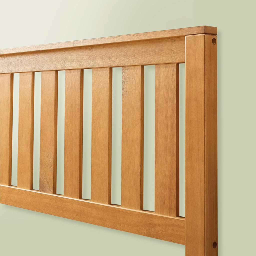 Wood Platform Bed Frame with Headboard, Solid Wood Slat Support, Twin P422