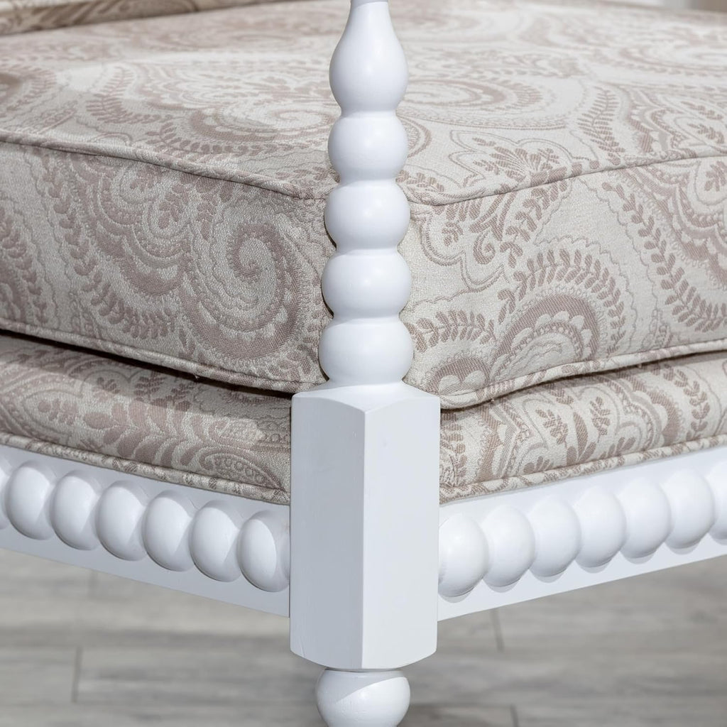 White Fabric Spindle Chair Y615
