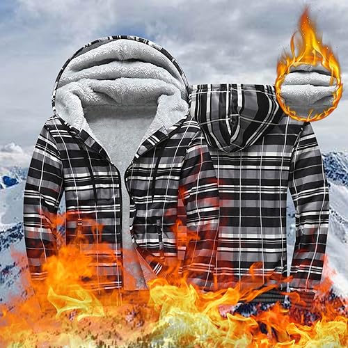 Men's Zip-Up Hoodie Fleece Sherpa Lined Heavyweight Jacket Y191