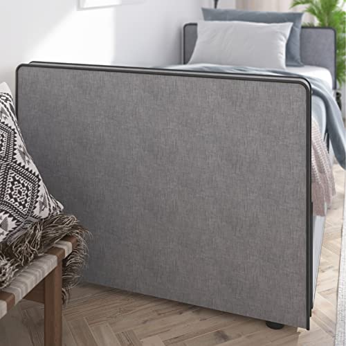 Twin Size Platform Bed Frame with 2 Storage Drawers, Gray Fabric U62092