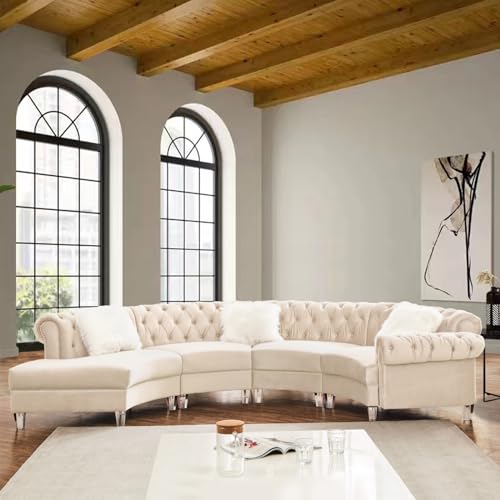 Curved Modular Semi Circular Sofa Sectional, Cream R85959