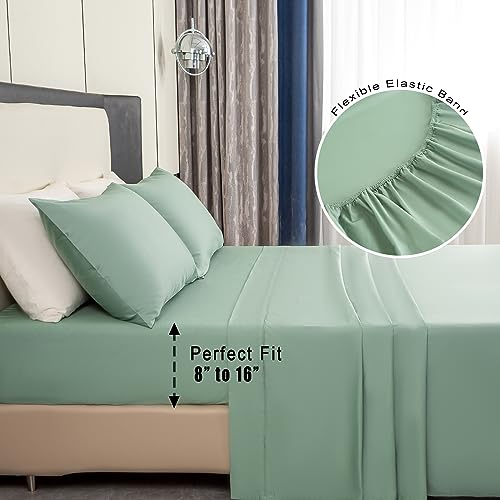 Cotton Sheets Queen Size - 600 Thread Count, Sateen Bed Sheets with Deep Pocket, 4 Piece Set X818898
