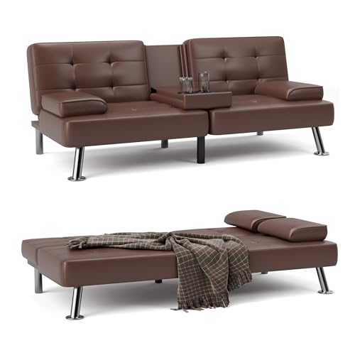 Sofa Bed Reversible Convertible Sleeper Pull Out Couches with Storage Chaise, Linen Fabric Furniture for Living Room, Apartment, Dark Gray