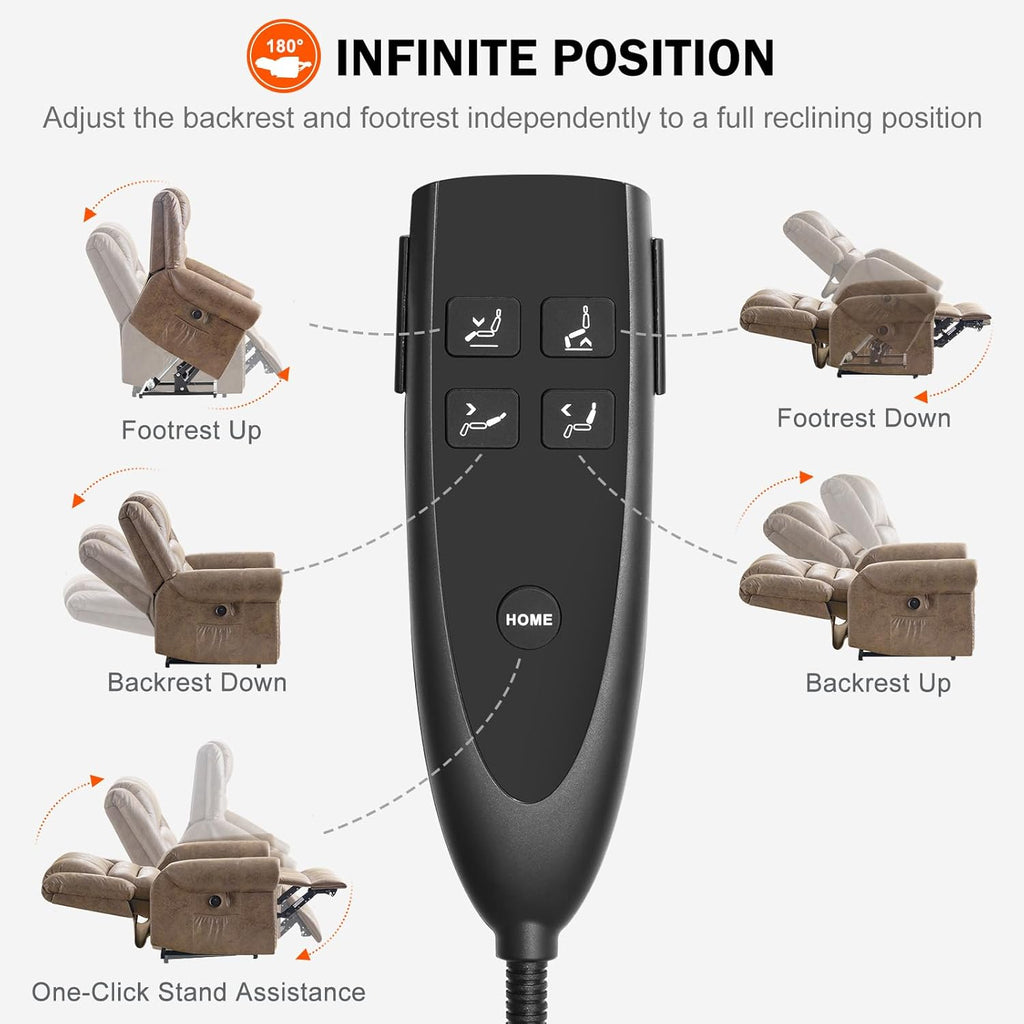 Power Lift Recliner Chair with Massage and Heat for Elderly, Light Brown Q225