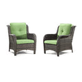 Outdoor Wicker Chair Rattan Patio Dining Chairs Set of 2 PE Wicker Patio Chairs with 3.5 inch Seat Cushions Outdoor Patio Seating Chair for Garden, Backyard Swimming Pool, Balcony, Blue