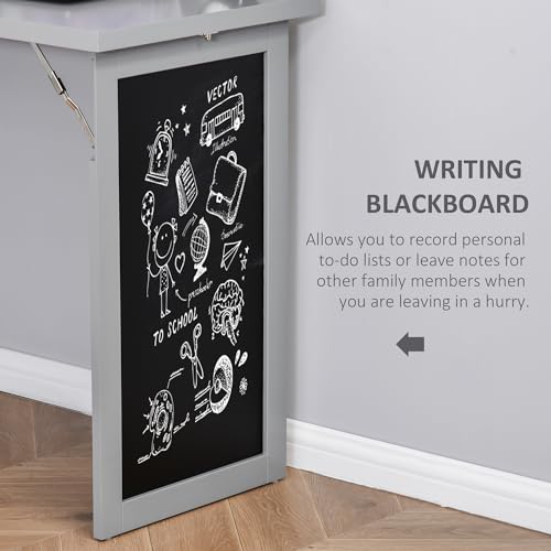 Wall-Mounted Fold-Out Writing Desk with Blackboard and Side Shelf S7722
