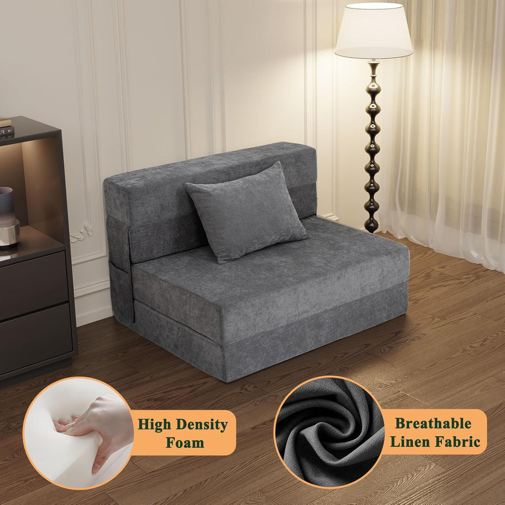Folding Sofa Bed Convertible Sleeper Chair with Pillow, Gray G478026