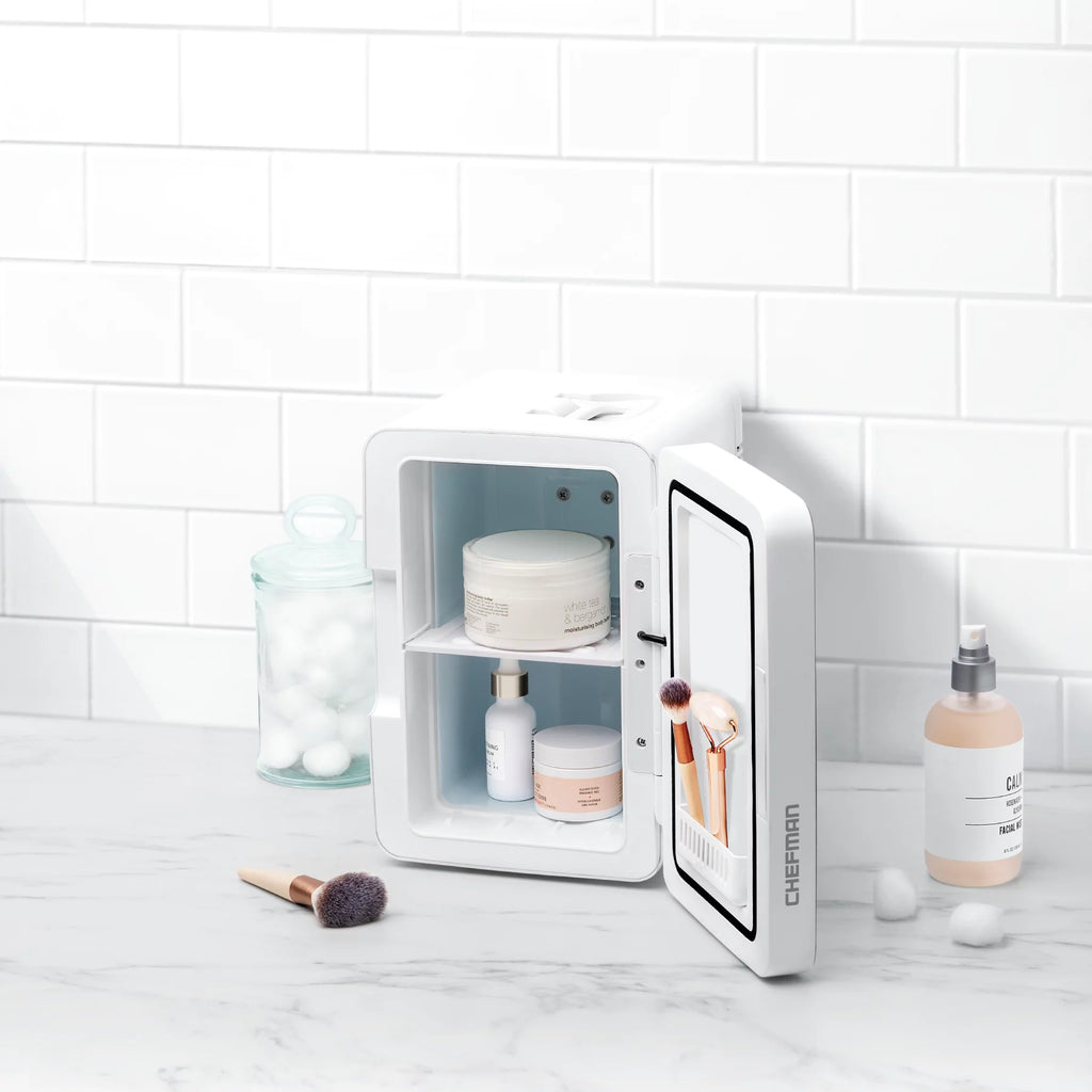 Portable 6L Mini Fridge with LED Light, Heating and Cooling - White I711
