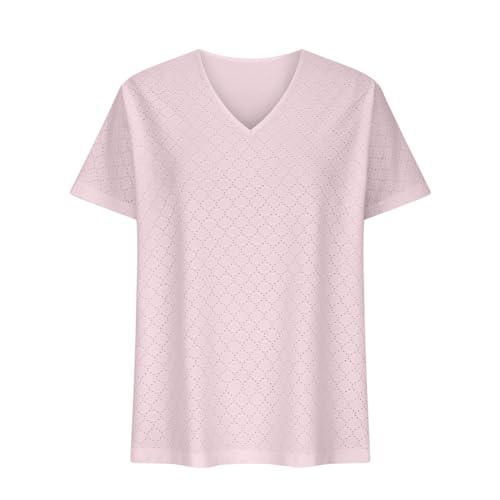 Women's V Neck Short Sleeve Blouse Tunic Top F915781