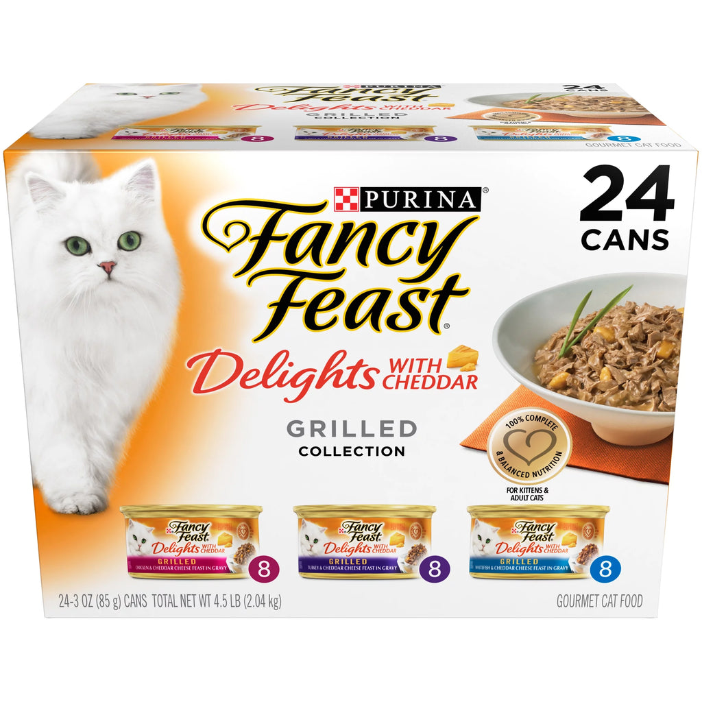 Wet Cat Food Variety Pack with Grilled Chicken, Turkey or Whitefish in Gravy M51272
