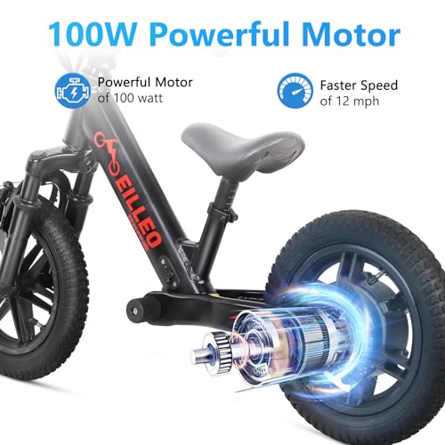 Kids Electric Balance Bike, 100W, 3 Speed Modes, 12" Tire H4235