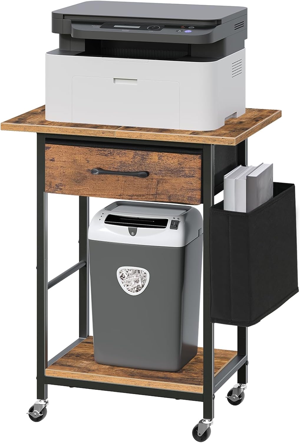 Printer Stand with Storage Drawer, 2-Tier Rolling Cart, Lockable Wheels G59730