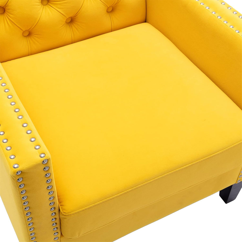 Velvet Accent Chair for Living Room with Wood Legs E616346