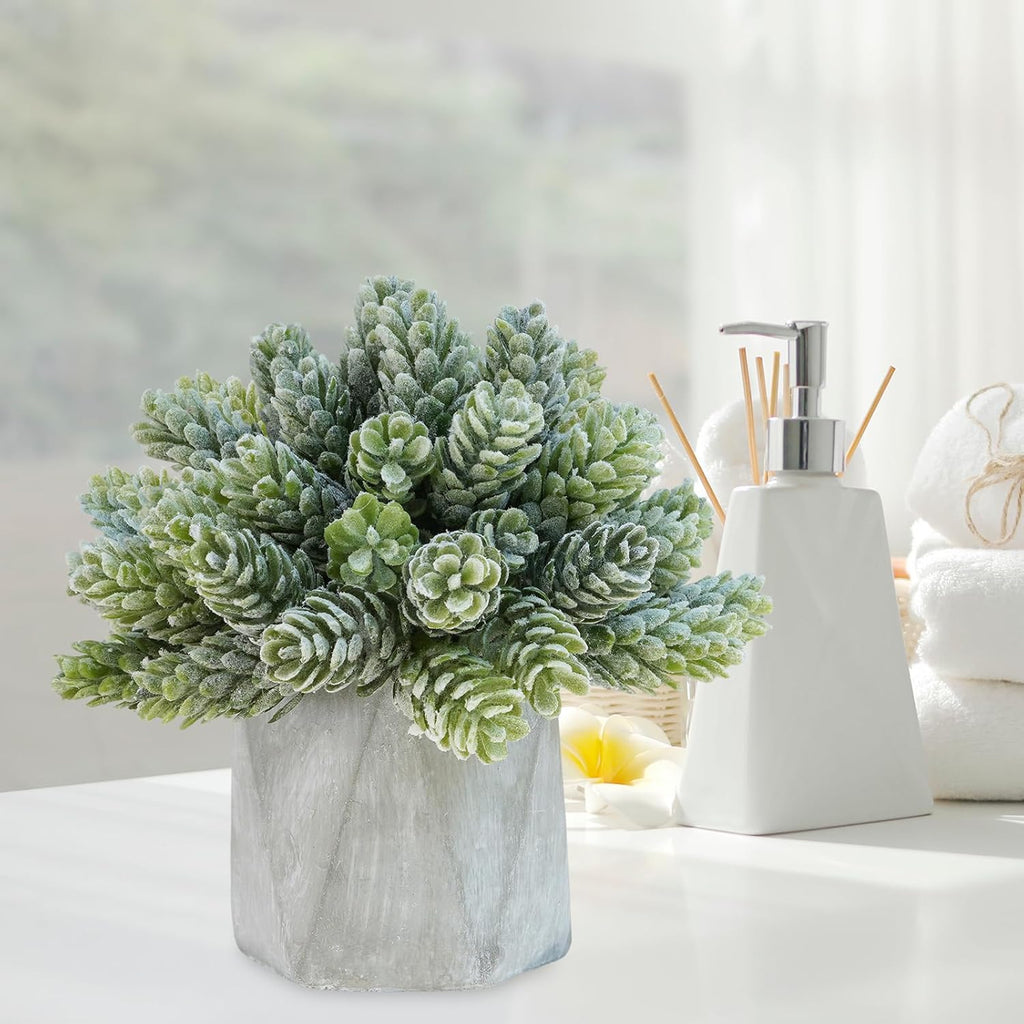 Set of 3 Mini Artificial Succulent Plants in Gray Hexagon Ceramic Pots X1692