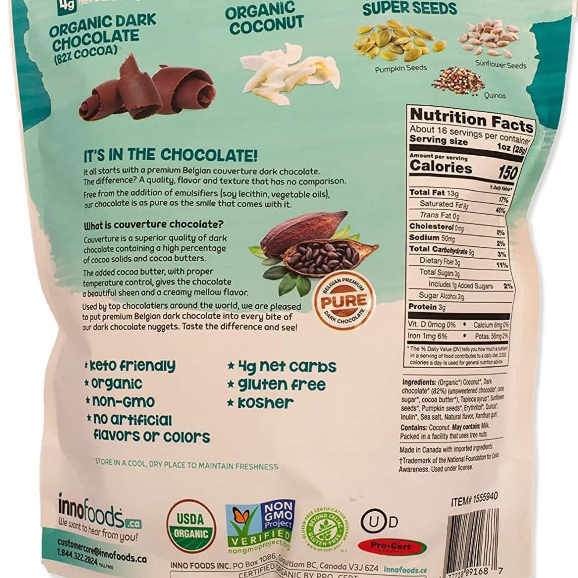 Dark Chocolate Keto Nuggets 16 Ounce K95408