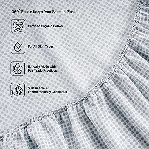 Queen Fitted Sheet 100% Organic Cotton 3 Piece Set Percale Weave Fits Mattress Up to 15 Inches N135