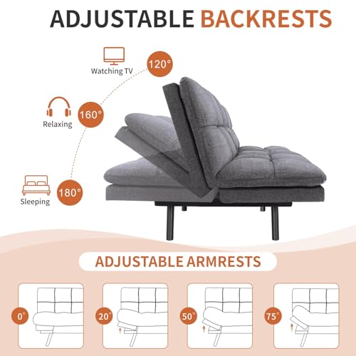 Futon Sofa Bed with Memory Foam, Convertible Couch for Small Spaces E760249