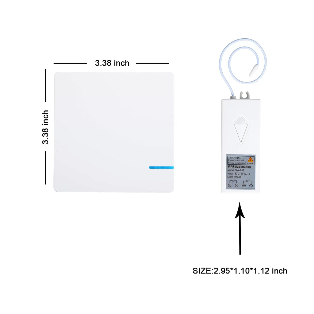 Smart Light Switch WiFi Wall Wireless 1-Gang with Remote Control Z904126