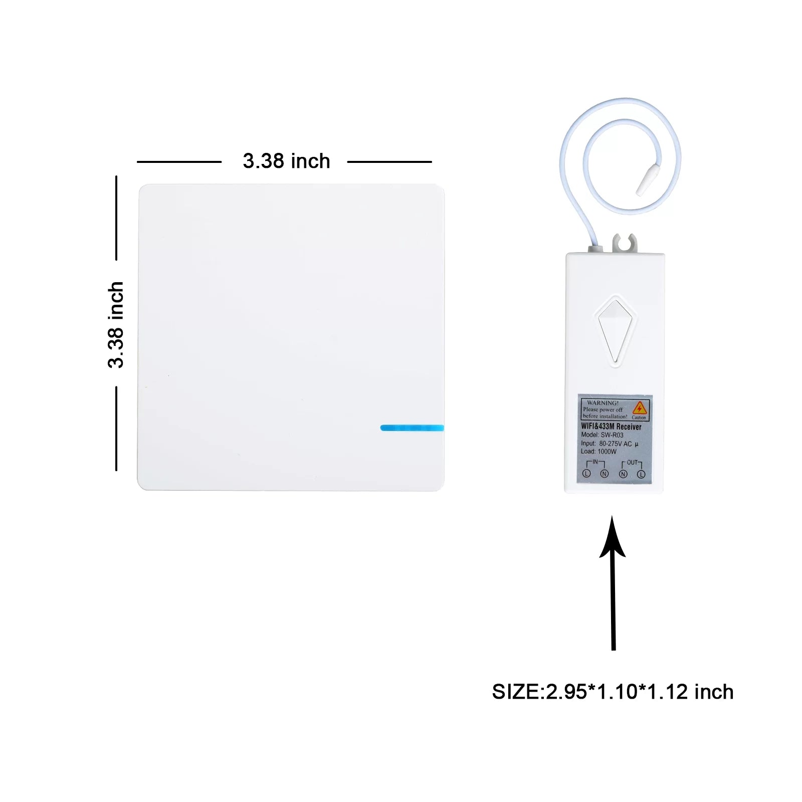 Smart Light Switch WiFi Wall Wireless 1-Gang with Remote Control Z904126