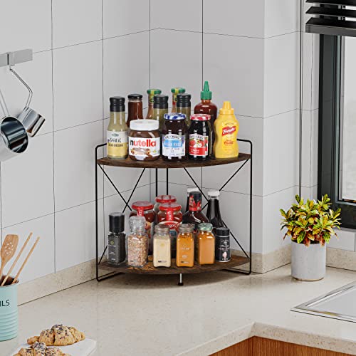 Corner Shelf, Bathroom Countertop Organizer, Wooden Storage Rack K17376