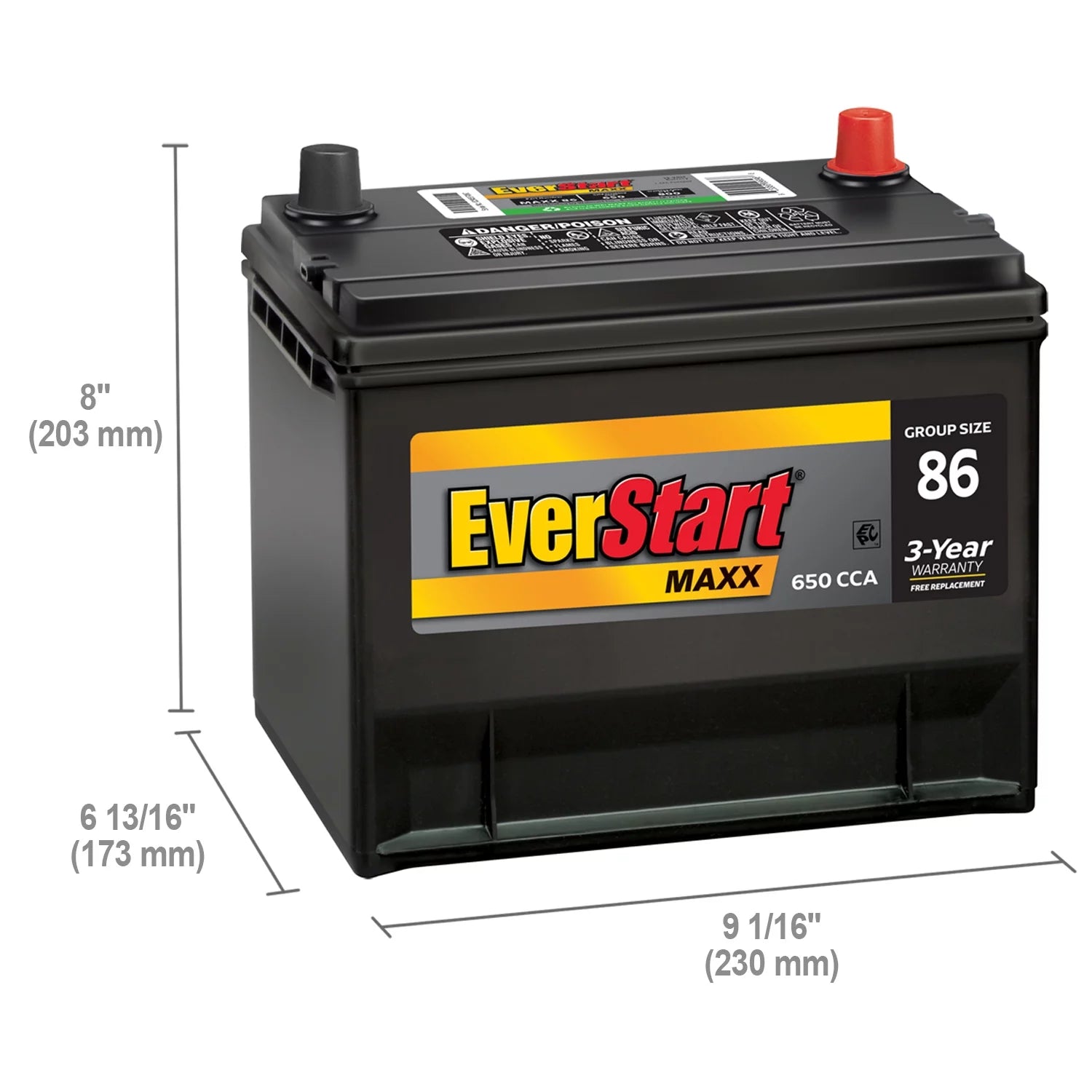 Group Size 86 12V Automotive Battery, 650 CCA E26032