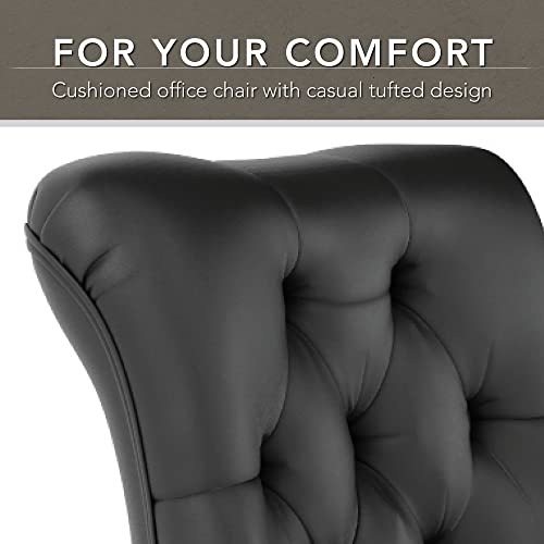 60W L Shaped Desk with Mid Back Tufted Office Chair X28342