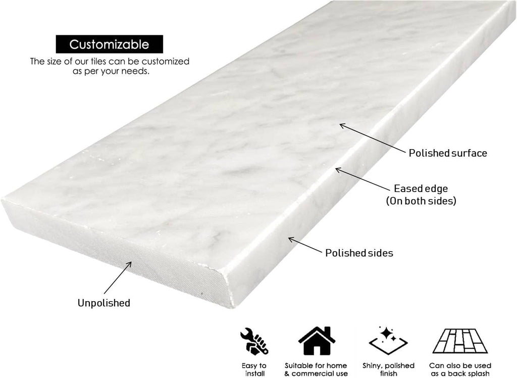 Carrara Marble Floor Threshold Polished 4 x 48 Inch J377305