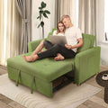 49" 2-Seater Loveseat Futon Sofa, 3-in-1 Convertible Sofa Bed, Linen Fabric Sleeper Couch Pull Out Bed with Spring Support,Adjustable Backrest, 2 Pillows for Living Room