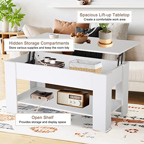 Modern Lift Top Coffee Table with Storage Shelf, Black C345