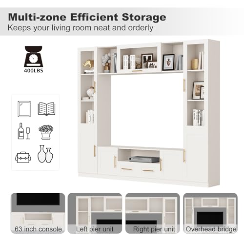 Modern TV Stand with Glass Doors and Shelves for Living Room N2292