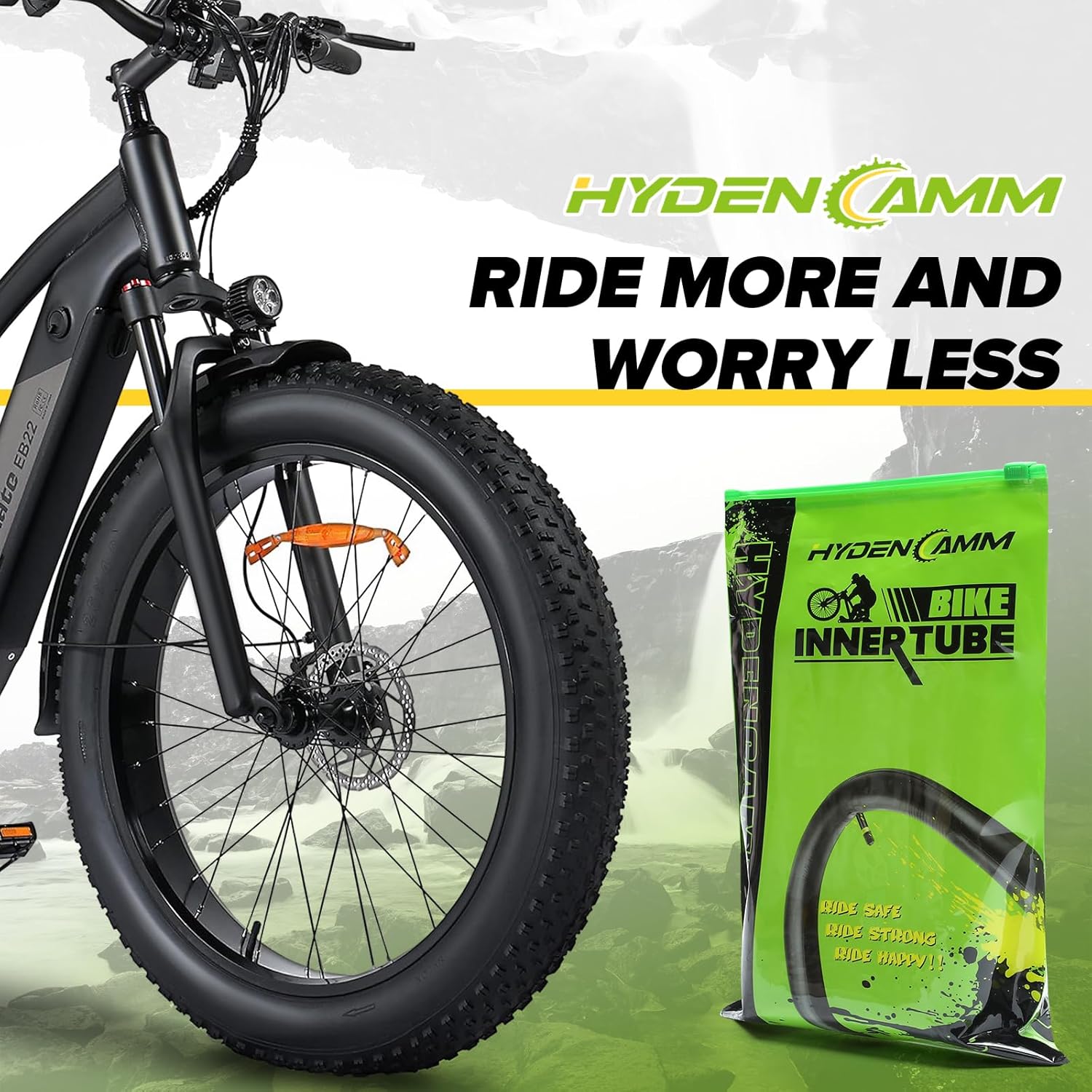 2 Pack 26x3.0-4.5 Fat Bike Tube with AV 32mm Valve and 2 Tire Levers Y929564