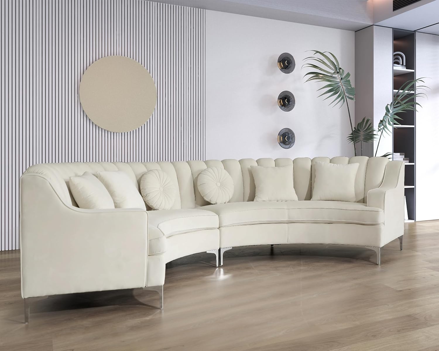 Curved Velvet Sectional Sofa for Living Room N379