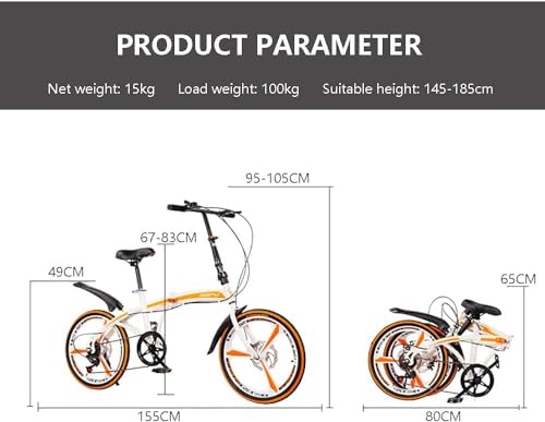 Folding City Bike 7-Speed, Carbon Steel, Adult Portable Bicycle N8232