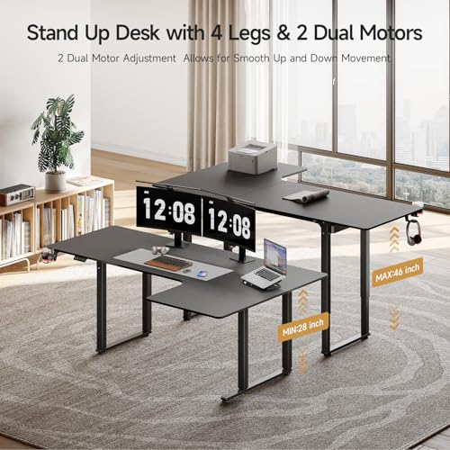 L-Shaped Standing Desk with Dual Motor, Adjustable Height U280272