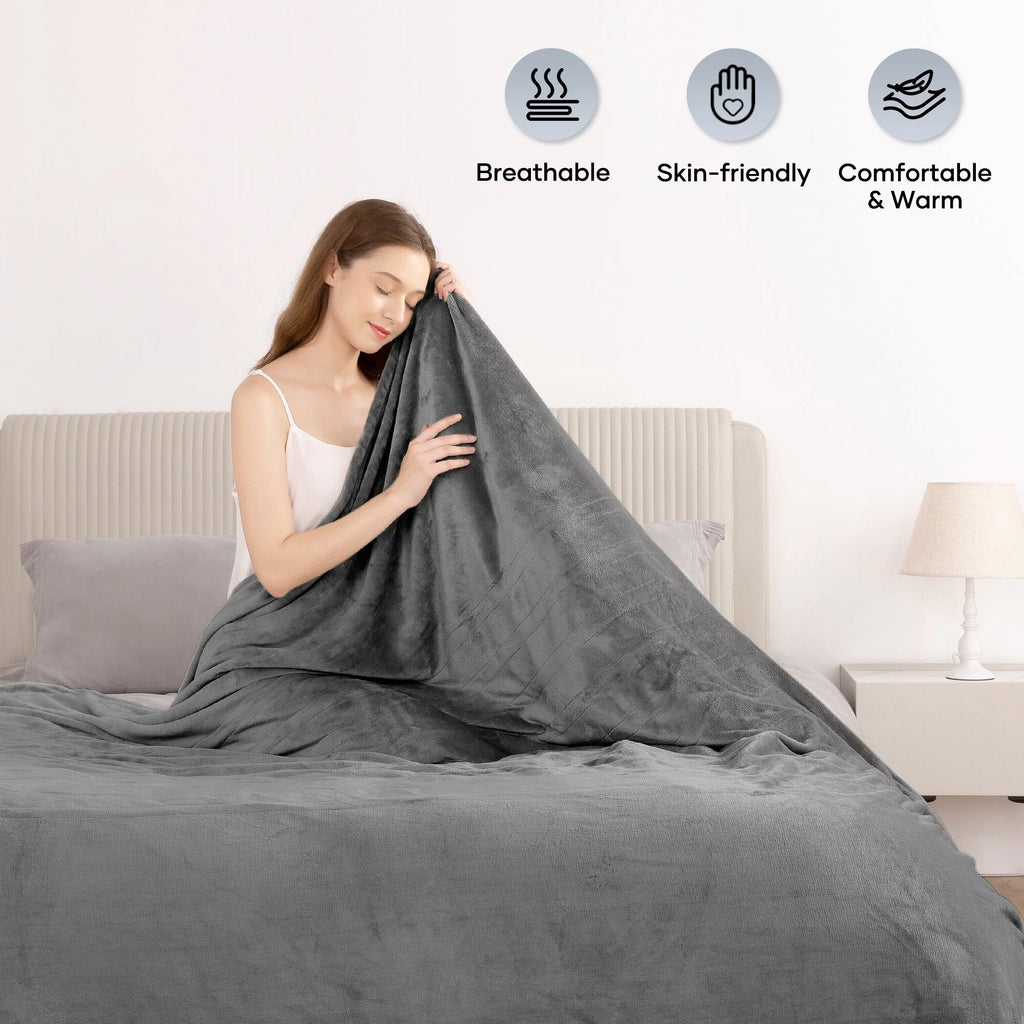 Electric Heated Blanket Full Size with 4 Heating Levels, 10H Auto-off, Machine Washable W23566