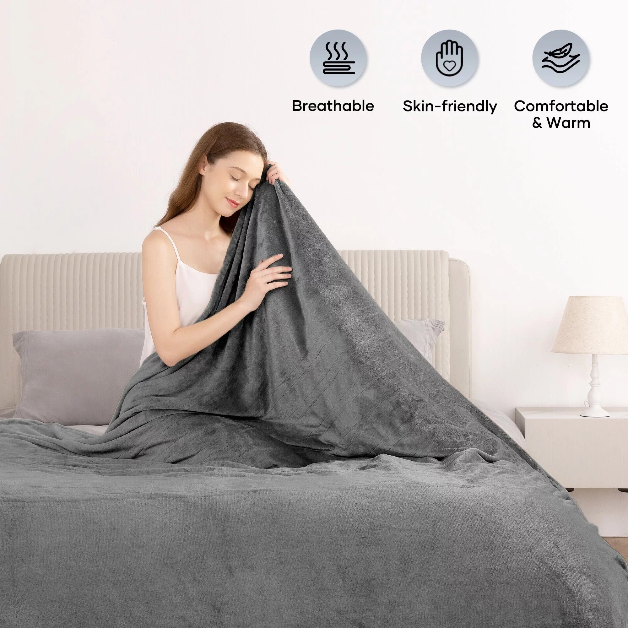 Electric Heated Blanket Full Size with 4 Heating Levels, 10H Auto-off, Machine Washable W23566