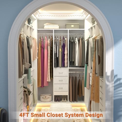 Small Closet Organizer with 3 Fabric Drawers and Adjustable Shelves M3908