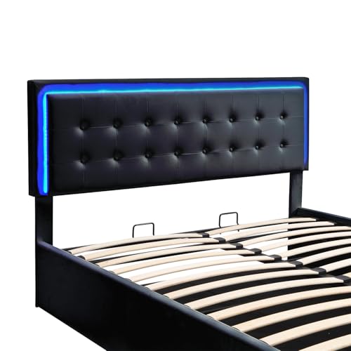 Queen Size Upholstered Bed with LED Headboard and 2 Nightstands J3020