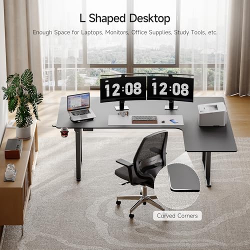 L-Shaped Standing Desk with Dual Motor, Adjustable Height U280272