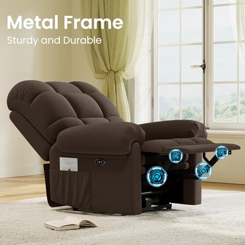 Power Recliner Chair for Adults, Adjustable Electric Lift, USB Port, Beige White E472068